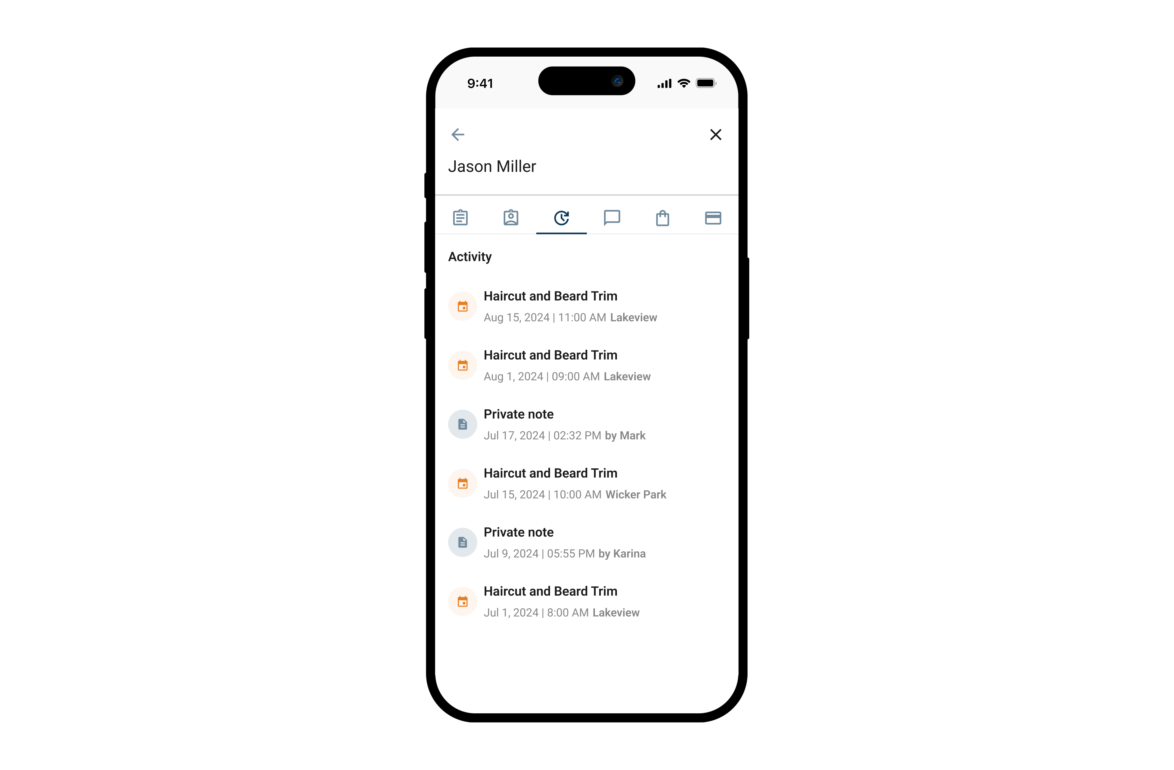 chilled_butter-location_history-management_software-3 appointment history details, multiple locations management scheduling software